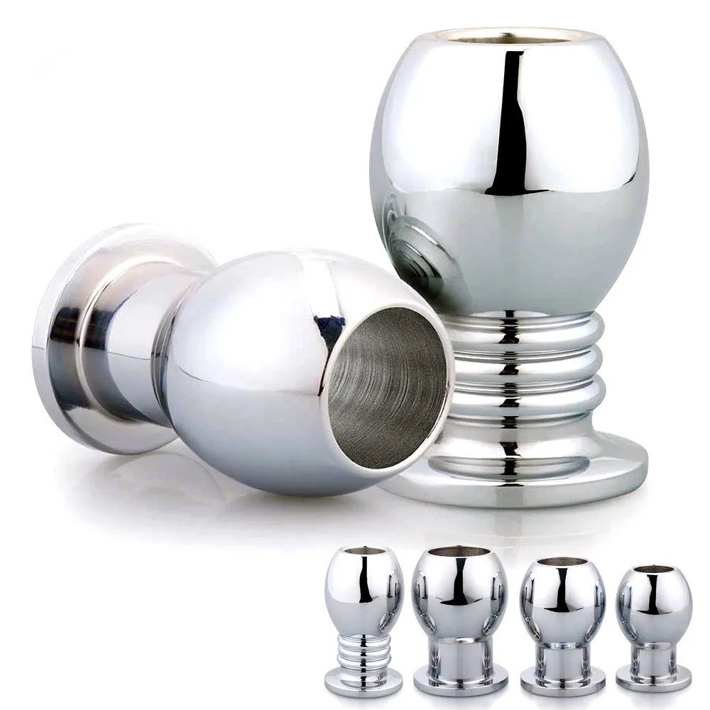 Round Shape Metal Anal Vaginal Dilator Enema Hollow Expand Anal Plug for Women Men
