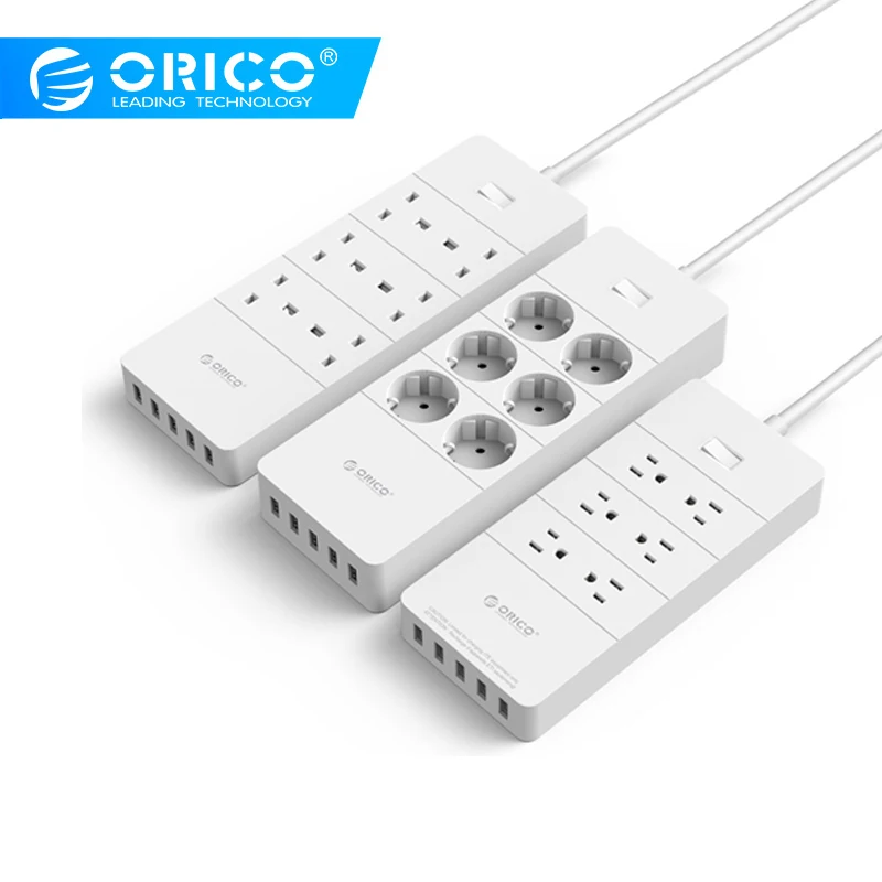 ORICO Power Strip Electrical Socket EU US UK Plug 6 Outlet Surge Protector with 5x2.4A USB Super Charger Ports HPC | Обустройство