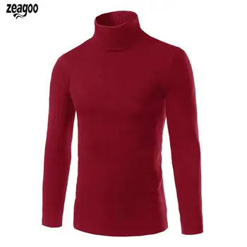 

New Fashion Men Casual Solid Turtle Neck Casual, Party Long None Sleeve Pullover Sweater Pullover, Regular Fit