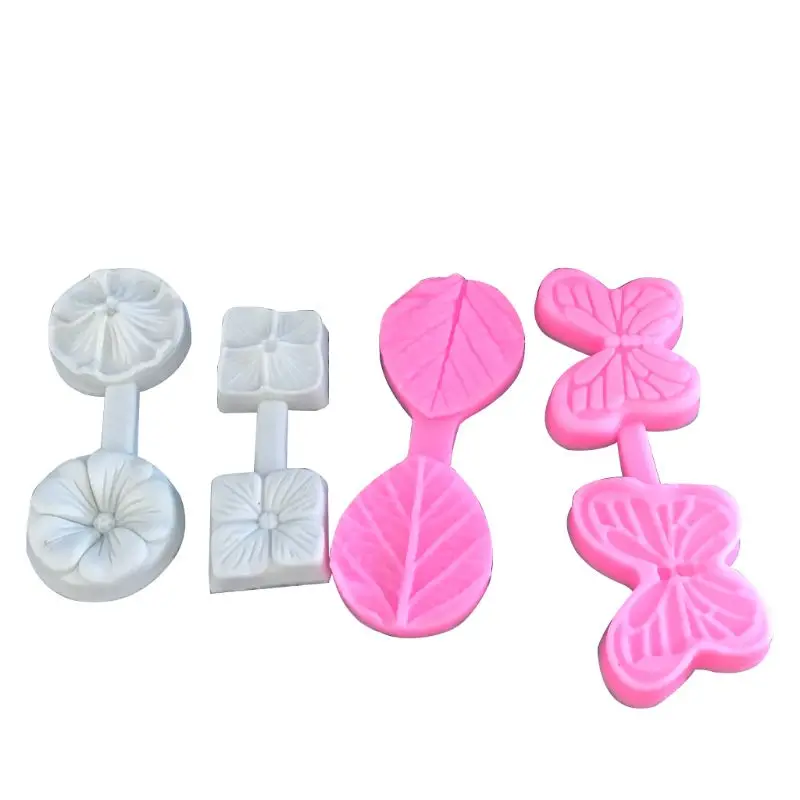 Set Set of 4 3D Butterfly Embosser Flower leaf veiner mould embossing cake Fondant silicone mold for cupcake decorating topper