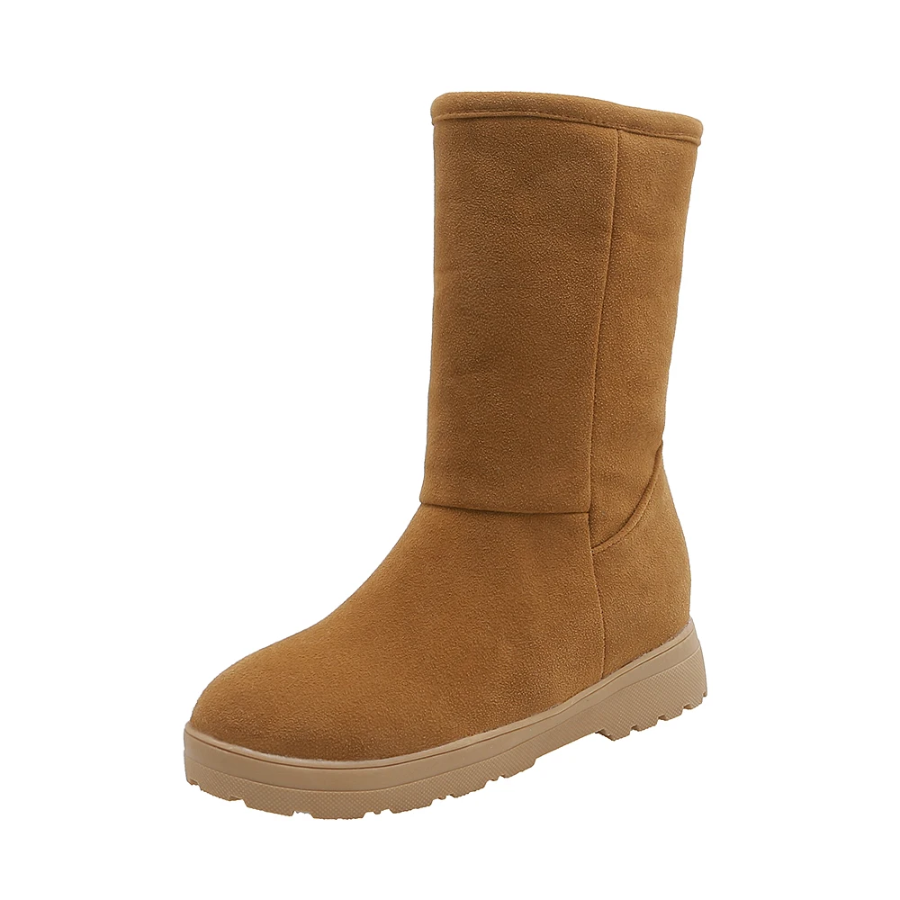 yellow Women winter snow boots warm short plush boots for women Round Toe winter shoes student footwear And calf suede women's boots - Цвет: yellow
