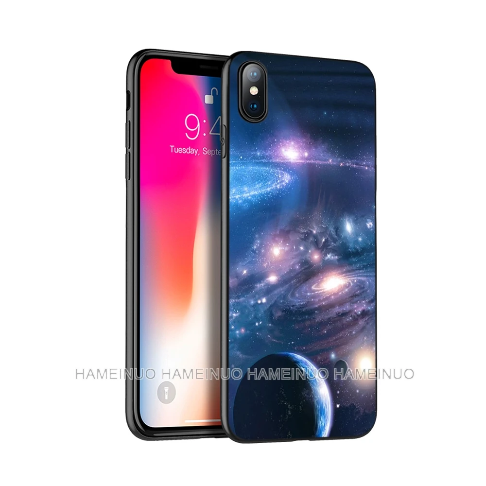 Черный ТПУ чехол для iphone 5 5S SE 6 6s 7 8 plus x 10 силиконовый XR XS 11 pro MAX внешний Космос