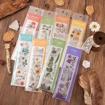 

10 Pcs/set PET Sticker Bag Flower Plant Journal Stickers Diary DIY Material Decorative Stickers Scrapbooking Stationery