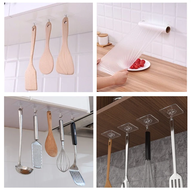 6 db Átlátszó, Erős Önmaga Ragasztó Ajtó Falfalfok Fogók Törölköző Mop Kézitáska Tartóhorgok A Konyhai Fürdőszobai Kiegészítők Függőhorgjai - Image 2
