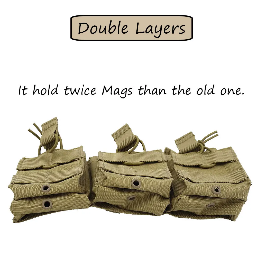 New Tactical Molle Magazine Pouch Double-Layer Triple Paintball Equipment Hunting Accessories Universal Mag Bag Cartridge Pouch