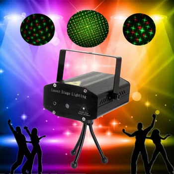 

Black Mini Red Green Light Auto / Voice Xmas DJ Disco LED Laser Stage Light Projector + Remote for Disco / Ballrooms / KTV Rooms