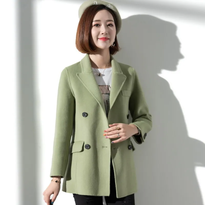

Spring Autumn 100% Wool Coat Female Elegant Short Woolen Jacket Women Manteau Femme Hiver 2020 Korean Belt Blend Coat Jacket 912