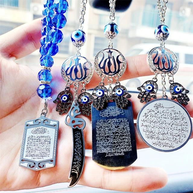 Edelstahl Islamischen Christian Schrift Kreuz Bösen blick Auto Spiegel  Anhänger Tragbare Schmuck Trend Retro Symbol Halskette Geschenk - AliExpress