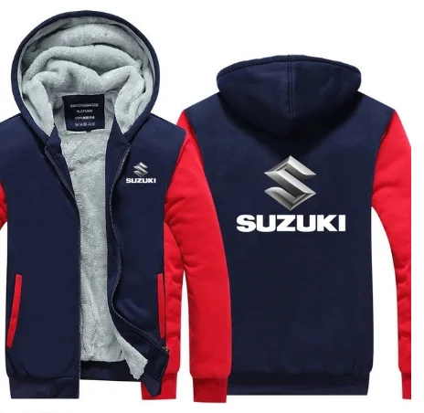 Зимняя теплая толстовка с капюшоном для мужчин Suzuki, Мужская толстовка, фирменное пальто на молнии, толстовки, флисовая куртка, пальто N f - Цвет: 1