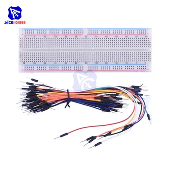 

diymore MB-102 Breadboard 830 Tie Point PCB Solderless Protoboard with 65pcs Male to Male Flexible Jumper Wire for Arduino
