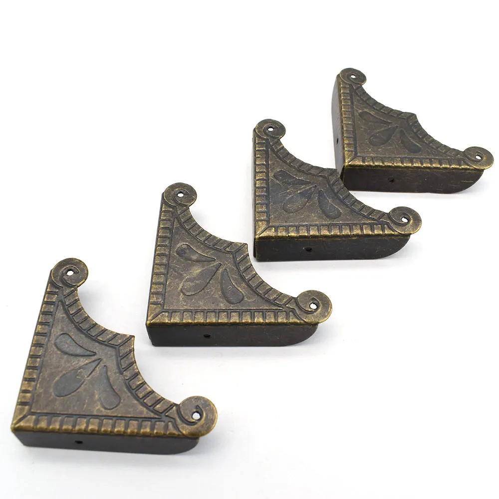 

48mm Antique Bronze Vintage Box Corner Protector Triangle Metal Box Decorative Edge Safety Guard for Table Suitcase - 12pcs
