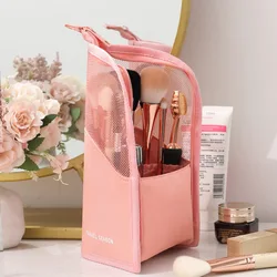 Women Zipper Cosmetic Bag Organizer Visible Waterproof Washing Makeup Brush Holder Ladies Portable Toiletry Pouch Beauty Case