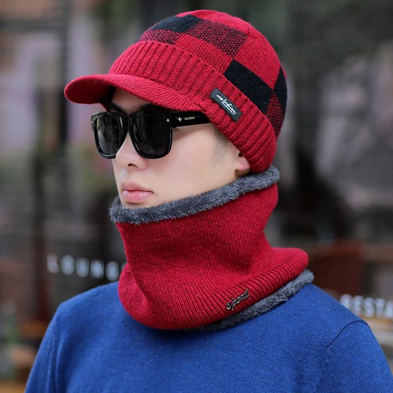 Шапки Skullies мужские зимние шапки для мужчин шарф вязаная шапка женская зимняя