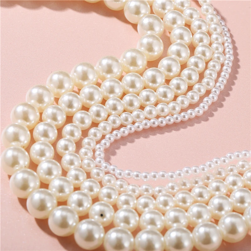 17KM Elegant White Imitation Pearl Choker Necklace Big Round Pearl Wedding Necklace for Women Charm Fashion Jewelry