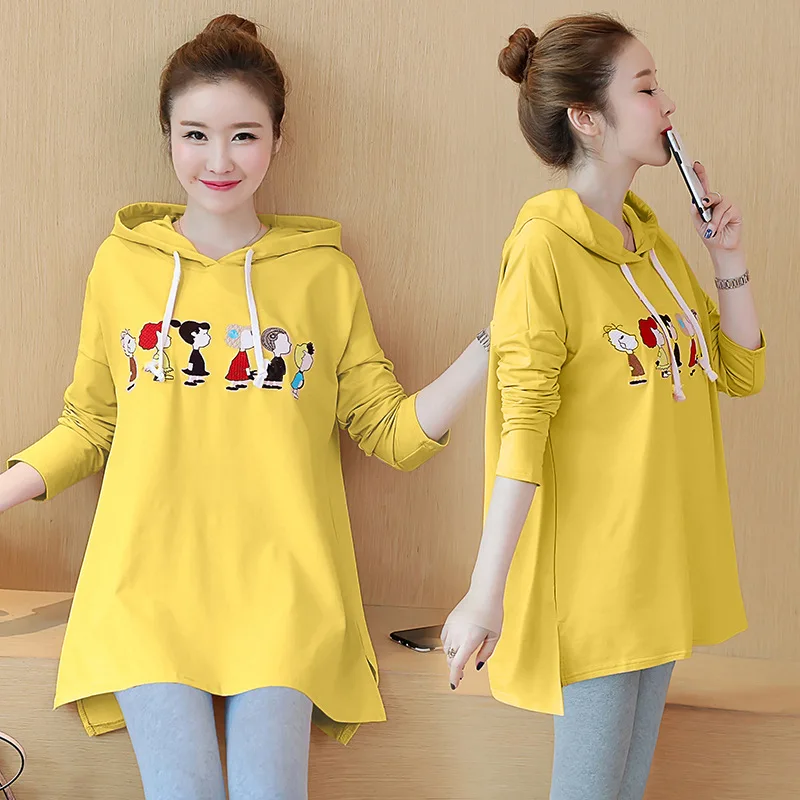 

Maternity Clothes 2019 Autumn Clothing Fashion New Style Tops Loose-Fit Hooded Long Sleeve Pregnant WOMEN'S T-shirt Autumn