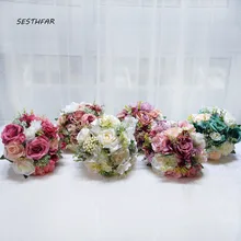 Свадебные букеты шелковые розы свадебный букет s Свадебный букет цветов Свадебные аксессуары для подружек невесты украшения SPH016
