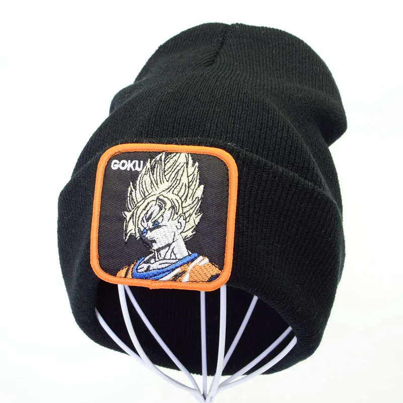 

Japanese Dragon Ball Z Goku Logo cap Anime goku Beanies cap Men Women Knitted Hat Winter Warm Solid Color Skullies Hat