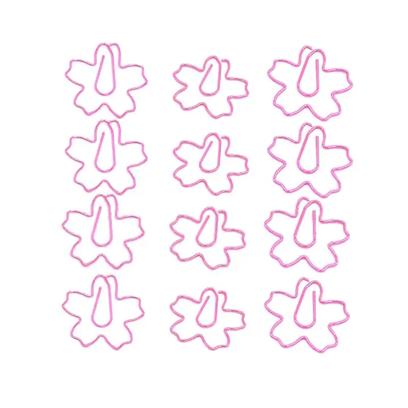 12pcs Pink Cherry Blossom Paper Clip Creative File Clamps Adorable Holder (Pink Box Packing) | Канцтовары для офиса и дома