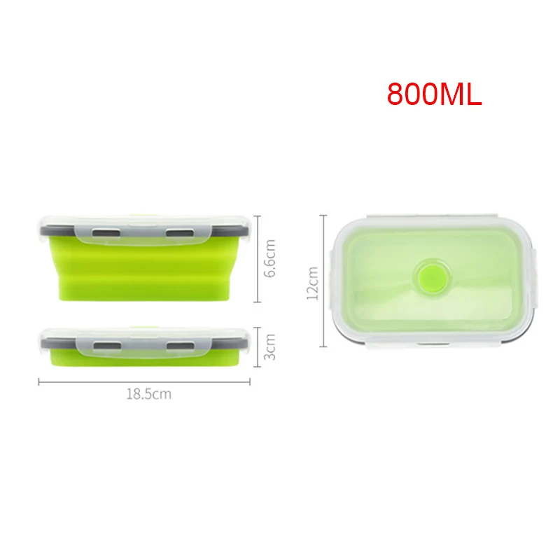 800ML Силиконовая коробка для ленча, миска, складная, переносная, контейнер для хранения еды, экологичный, для продажи - Цвет: 800ML