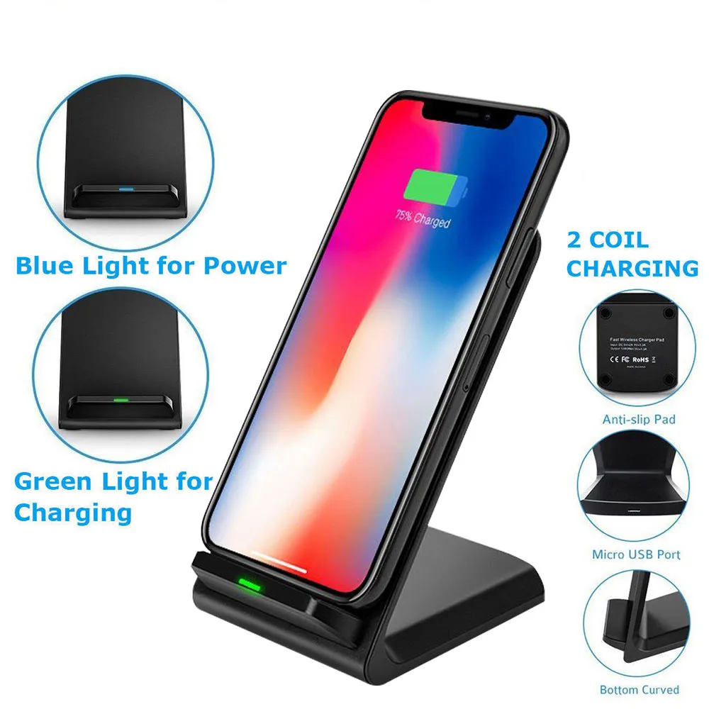 Best QI wireless charger for iphone 11 pro max xs x xr 10w qi wireless Desktop Stand charging for s