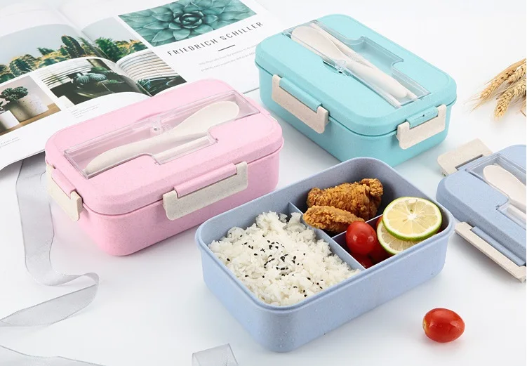 ZOOOBE Ланч-бокс для микроволновки пшеничной соломы с Посуда столовая посуда контейнер для хранения еды Детский Школьный для детей Bento Box