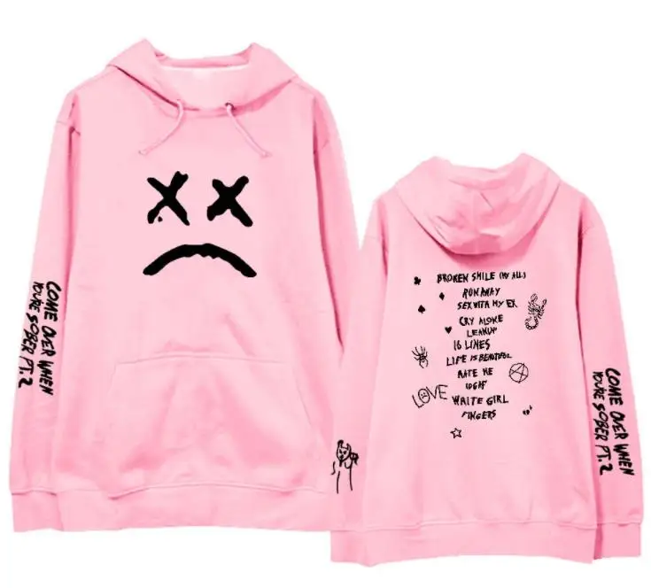 Модный пуловер с принтом lil peep подходит, когда вы трезвы, толстовки унисекс, флисовая/тонкая свободная толстовка, 4 цвета