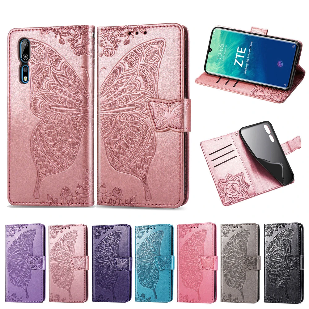 Модный PU кожаный чехол для zte Axon 10 Pro 5G Fundas мягкий силиконовый тиснение Бабочка
