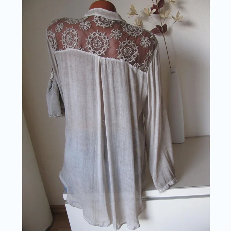 Blusas Mujer De Moda 2019 Blouse Women Plus Size 5XL Lace Patchwork Sexy White Black Long Sleeve Shirt Top Women Blouses Summer9