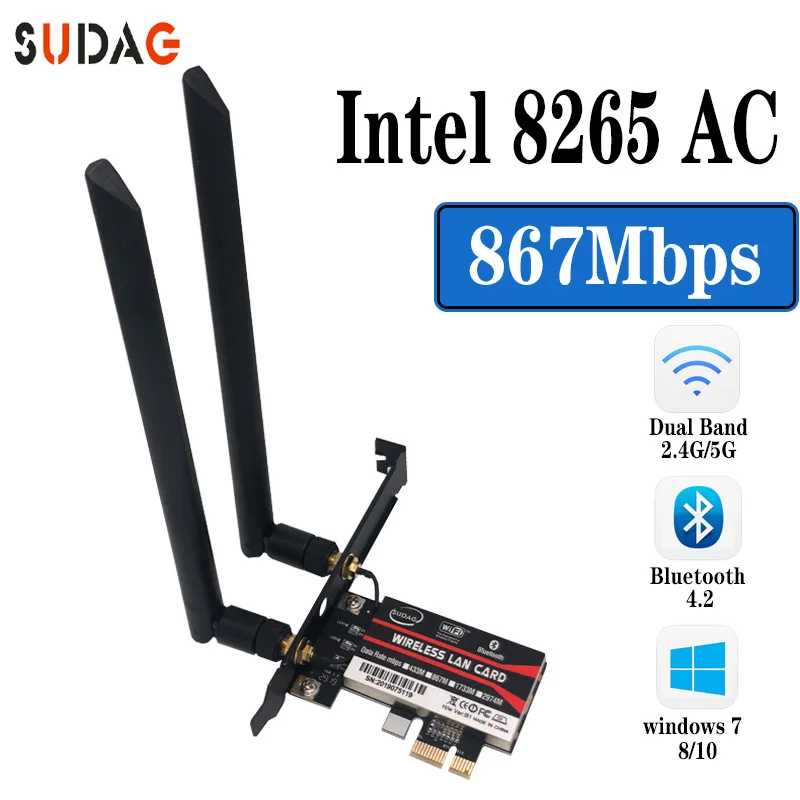 Двухдиапазонная 2 4G/5Ghz Wifi лампа для Intel 8265NGW Wireless-AC 8265 NGFF 802.11ac 867Mbps 2x2 _ WIFI BT 4 карта |
