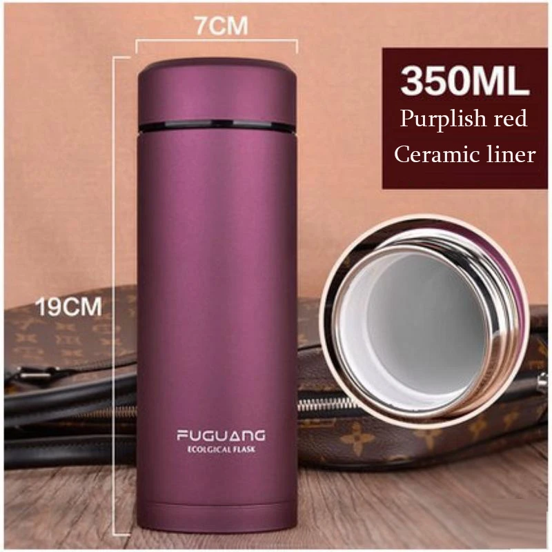 Rich purple sand inner bile insulation cup men and women eco-foam cup with hand tea cup office cup - Цвет: Purplish red