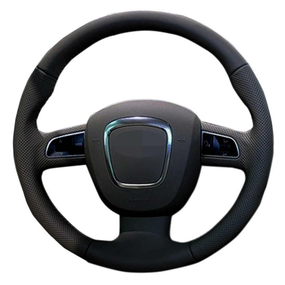 Black Car Steering Wheel Cover Genuine Leather For Audi A3 (8p) 2008