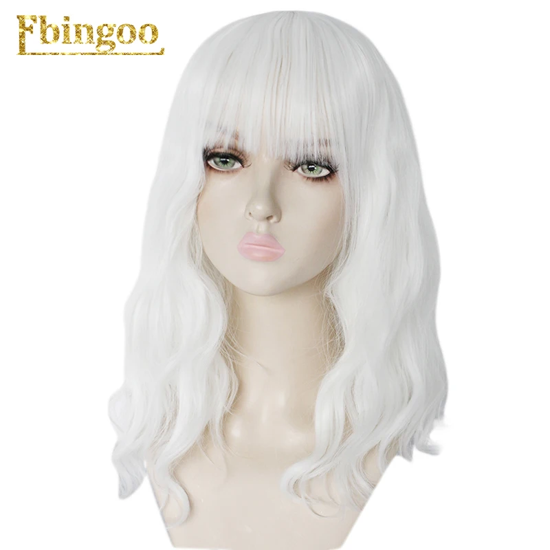 Ebingoo розовый короткий объемный волнистый Боб высокотемпературное волокно черный белый блонд синтетический парик для белых женщин с челкой бахрома+ Кепка