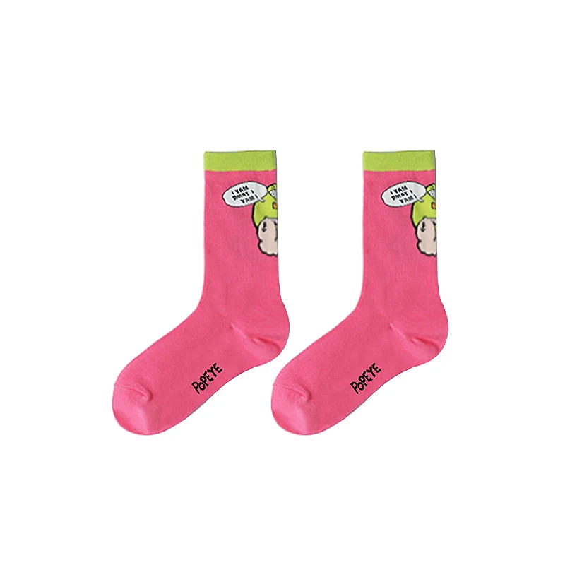 Fashion Cartoon Character Cute Short Socks Women Harajuku Cute Spinach Popeye Pattern Ankle Socks Hipster Skate Ankle Funny Sock