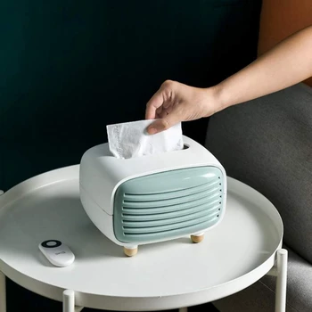 

Creative Radio Tissue Box ABS Living Room Chic Paper Towel Storage Box Hotel Restaurant Home Decoration Supplies Green+White