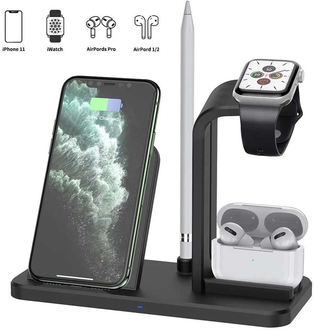 3 в 1 Qi Беспроводное зарядное устройство Подставка для iPhone X XS XR 8 11 Apple Watch 5 4 2 Airpods Pro