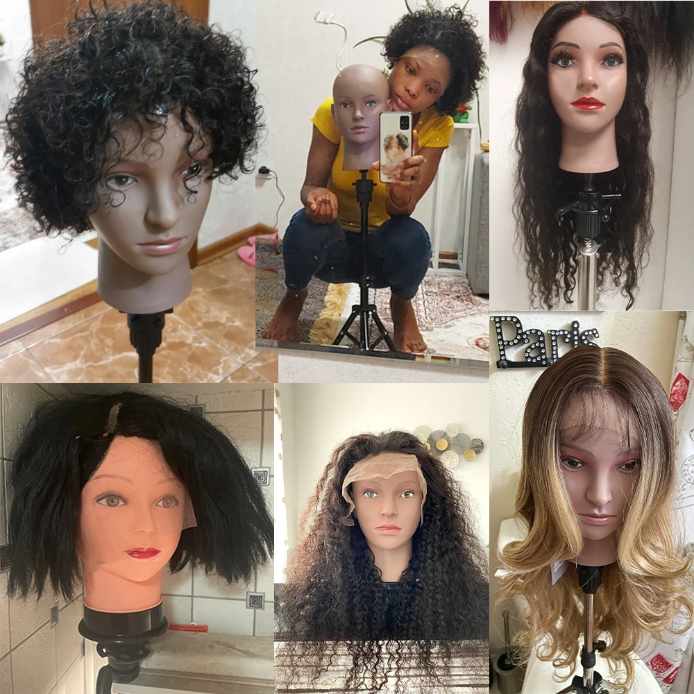Female Bald Mannequin Head With Stand Cosmetology Practice African Training Manikin Head With Wig Stand Tipod For Mannequin Wigs