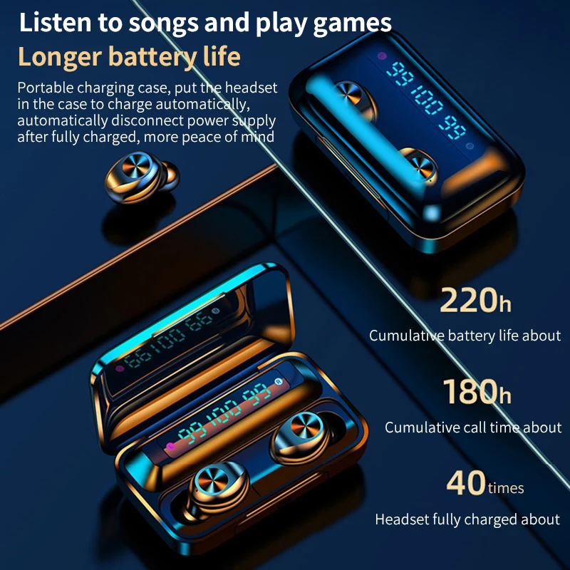 F9 tws wireless headphones V5 0 Touch bluetooth earphones LED Display sport Earbuds With 2000mah Power Bank Mic gaming headset