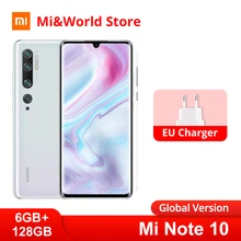 Global Version Xiaomi Mi Note 10 6GB 128GB Mobile Phone Snapdragon 730G 6.47 inch Display 108MP Penta Camera 5260mAh Battery