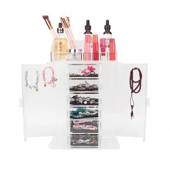 

Plastic Makeup Organizer Transparent Flip Drawer Makeup Jewellery Acrylic Cosmetic Display Storage Organizer Holder drawer a