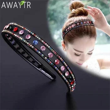 

AWAYTR Simple Headband Rhinestone Hair Hoop Crystal Girls Slash Crystal Hairbands Photography Women Jewelry Hair Accessories