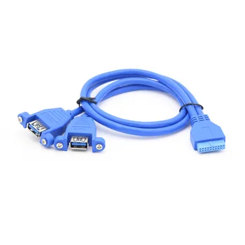 

Mainboard 20Pin USB3.0 Female to Dual USB 3.0 A Female Data Cable Cord Panel Mount 50cm PC DIY Host Case 0.3/0.5M