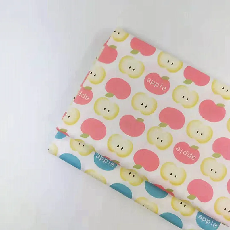 Хлопковый материал с печатным рисунком красного/зеленого яблока, саржевая ткань, приятная для кожи, чистый хлопок, ткань для лоскутного шитья DIY, хлопковая ткань