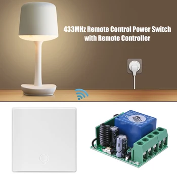 

Multi-functional 433MHz Remote Control Switch 12V 1CH Practical Durable Convenient Receiver + Kinetic Wall Panel Transmitter
