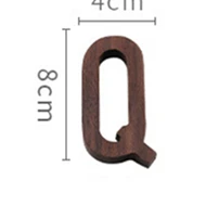 Black Walnut Wall English Alphabet Numbers Combination House Cafe Bar DIY Adhesive Wooden Decoration Letters Numbes Q