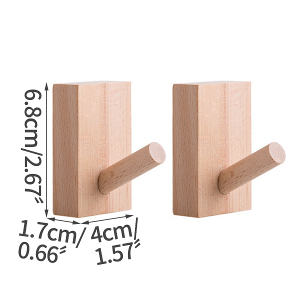 Beech Wood Hooks Wall Decor Storage Rack Key Holder Clothes Hangers Wall-Mounted Room Organizer Home Decoration