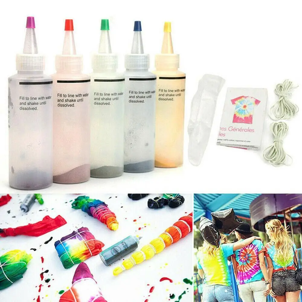 

DIY Clothing Tie Dye Kit Colorful Decorating Pigment Non Toxic Accessories Art Fabric Spiral Permanent Craft Textile Paints