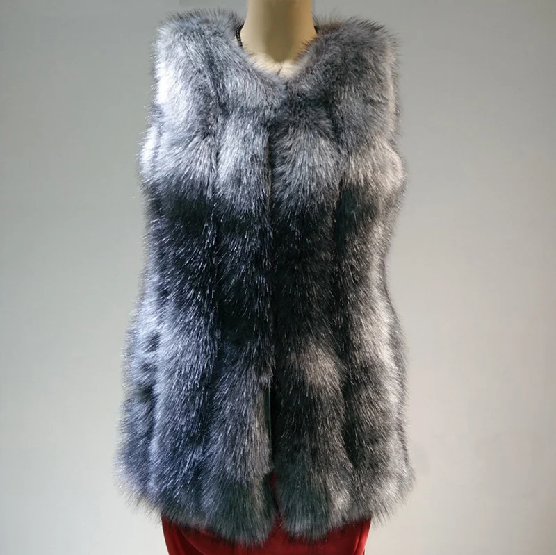 Women's New Autumn And Winter Solid Faux Fur Vest Imitation Fox Fur Vest Female Fashion Slim Sleeveless Waistcoats S/4XL D535