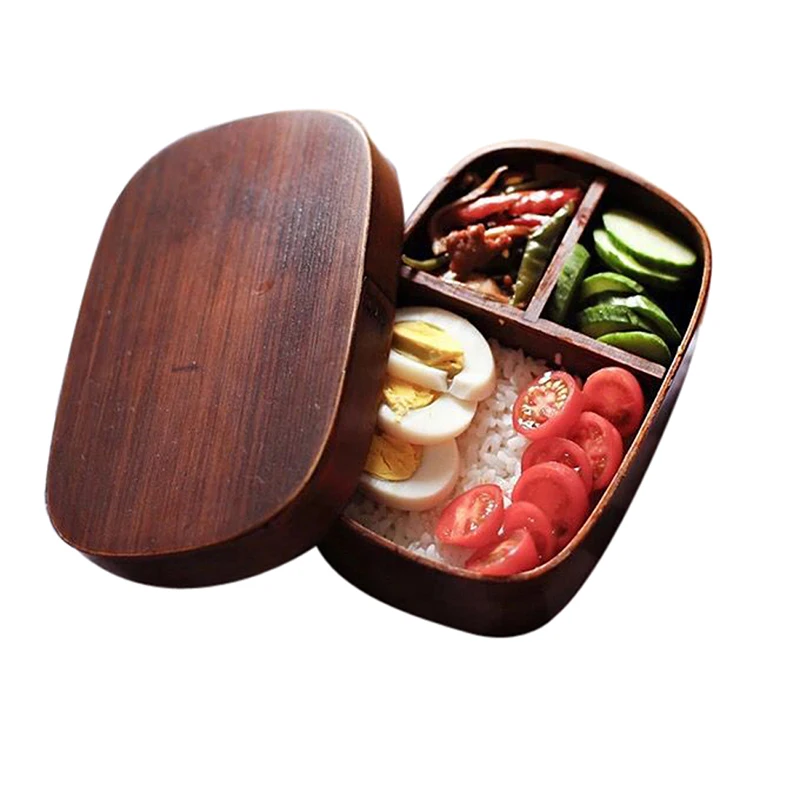 1 слой 3 сетки деревянная коробка для пикника портативный дети студентов коробки для обедов бенто японский стиль пищевой контейнер кухонный принадлежности - Цвет: Square