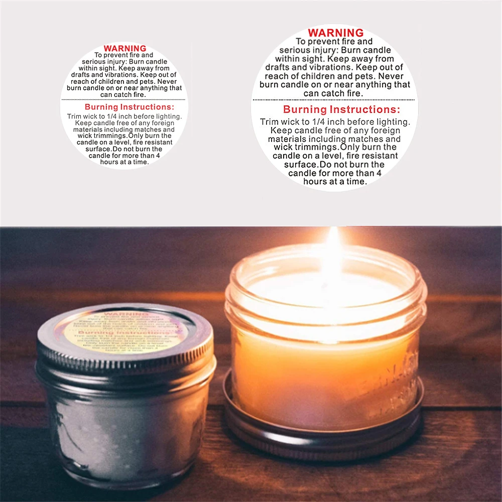 

500 Pcs Candle Warning Label Candle Jar Container Stickers Waterproof Wax Melting Safety Label Vow Sticker Stationery Stickers
