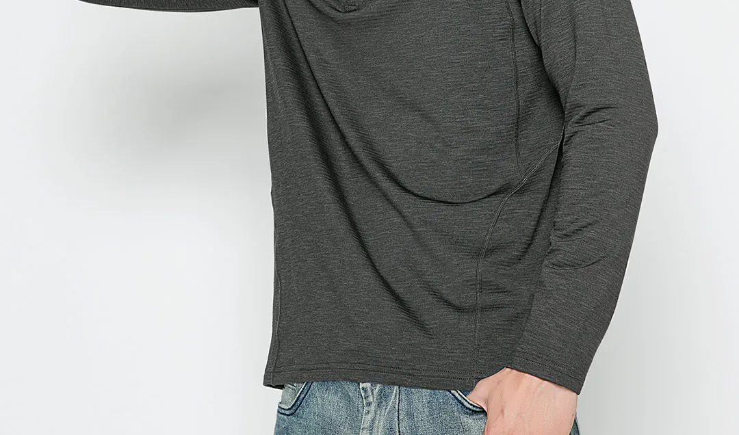 Zenph Men Plus Velvet Comfort Sweatshirt Sportswear Graphene Self-heating T-shirt Autumn O-neck Long-sleeved Sports T-shirt